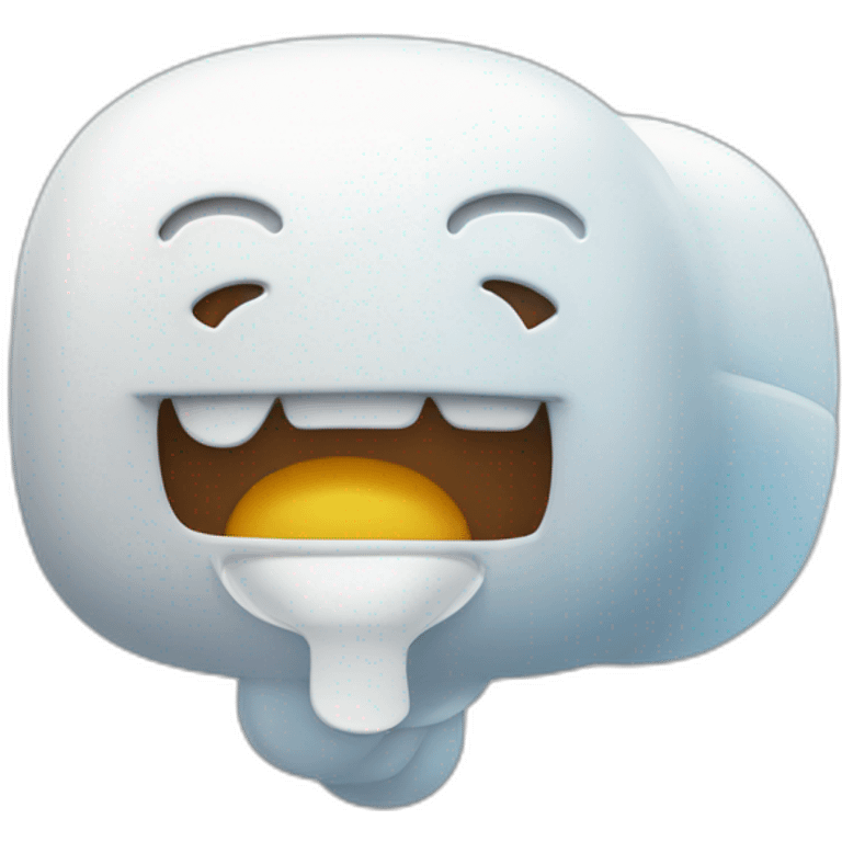 Icon of a bot that has the "conversation cloud" emoji flying out of its mouth emoji