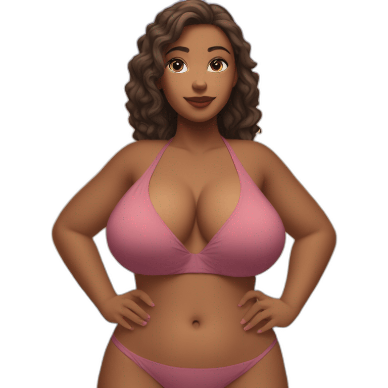 Slim-thicc Caucasian woman bikini hands on hips pose (beach body) emoji