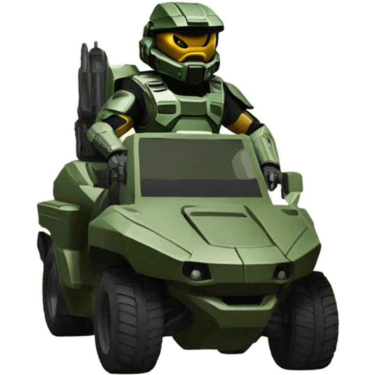 Master chief in warthog vehicle  emoji