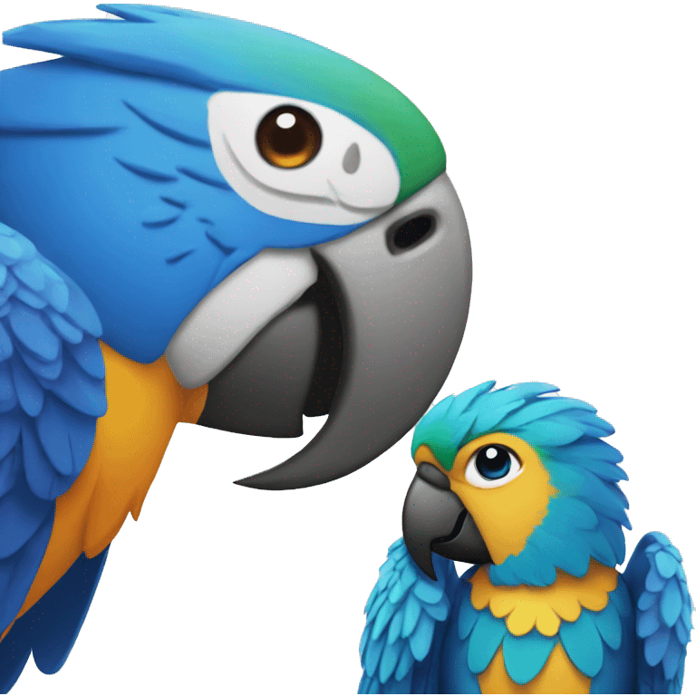 close up view of blue parrot to the left emoji