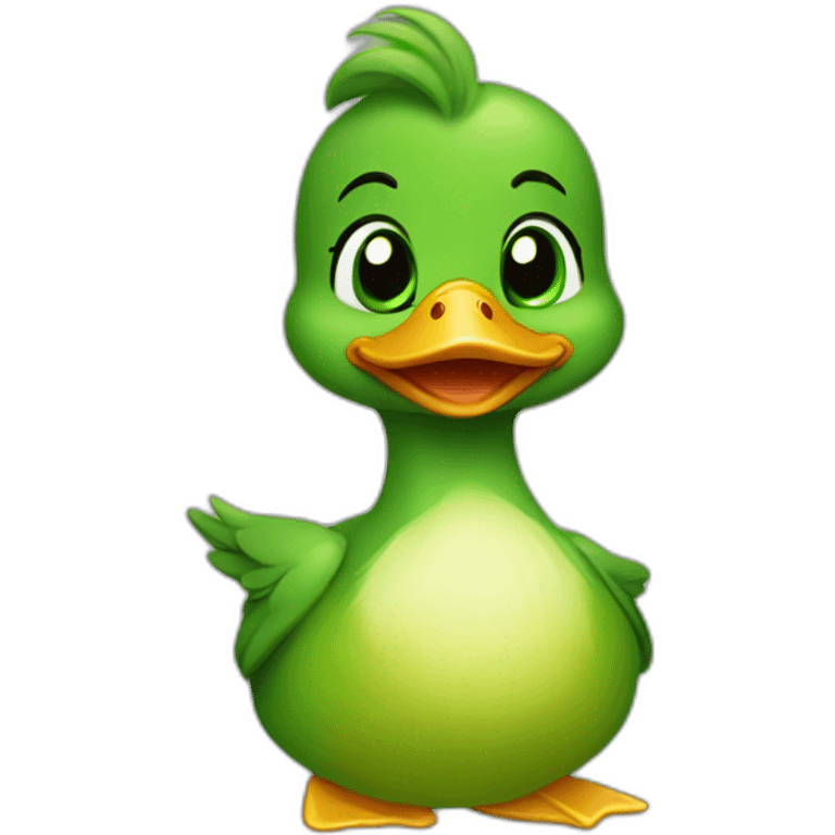 duckling that wears green eyeshadow emoji