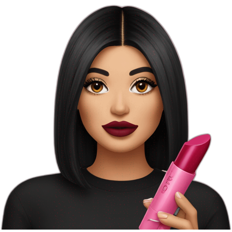 Kylie Jenner holding her lipstick emoji