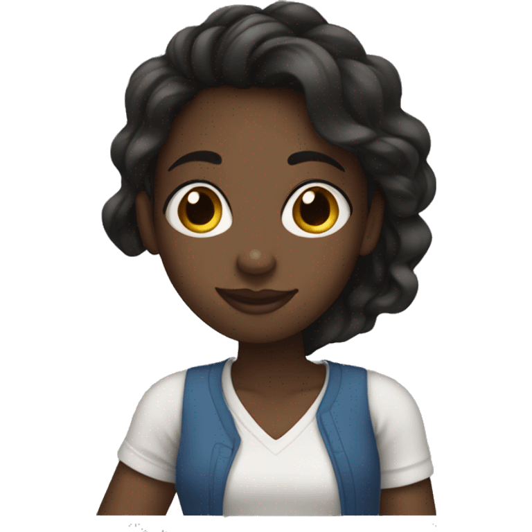 Black girl with long hair drinking emoji