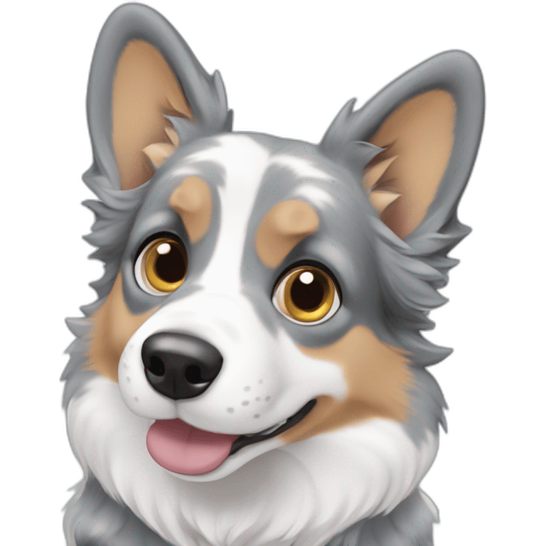 Blue Merle corgi eating emoji