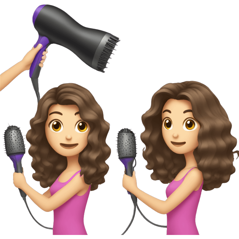 Brunette girl blow drying hair emoji