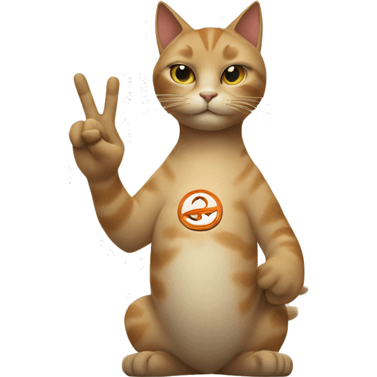 Cat holding a peace sign with fingers emoji