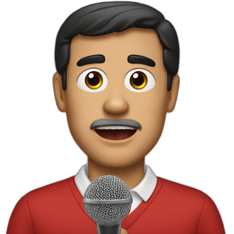 Pedro Sanchez holding a microphone emoji