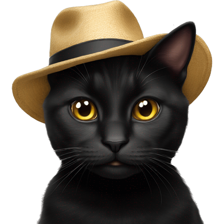 Black cat with hat emoji