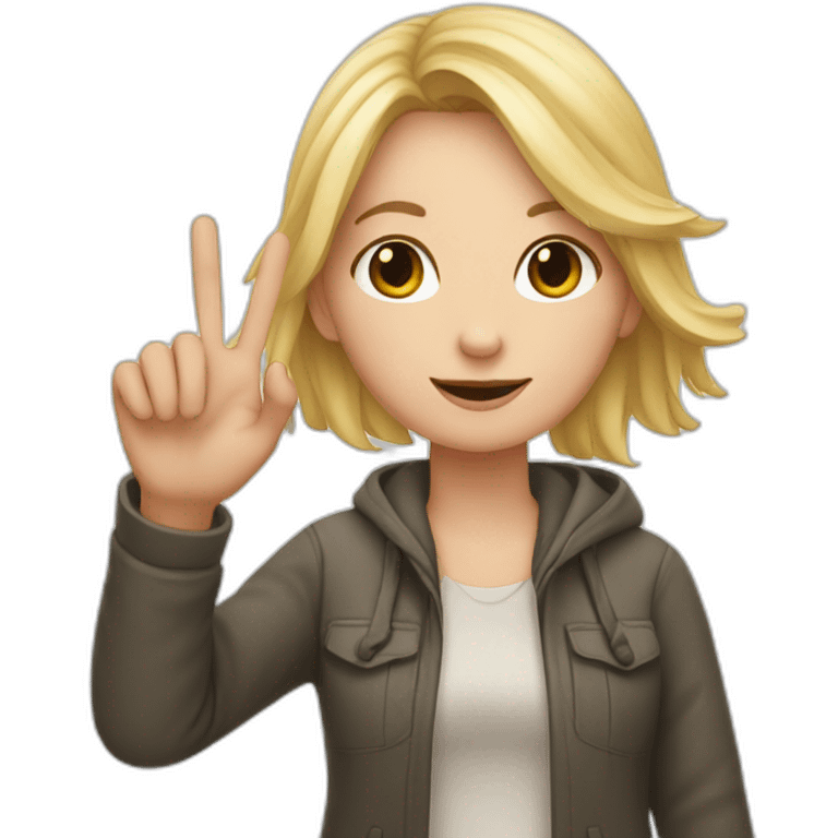 white girl showing three fingers on one hand emoji