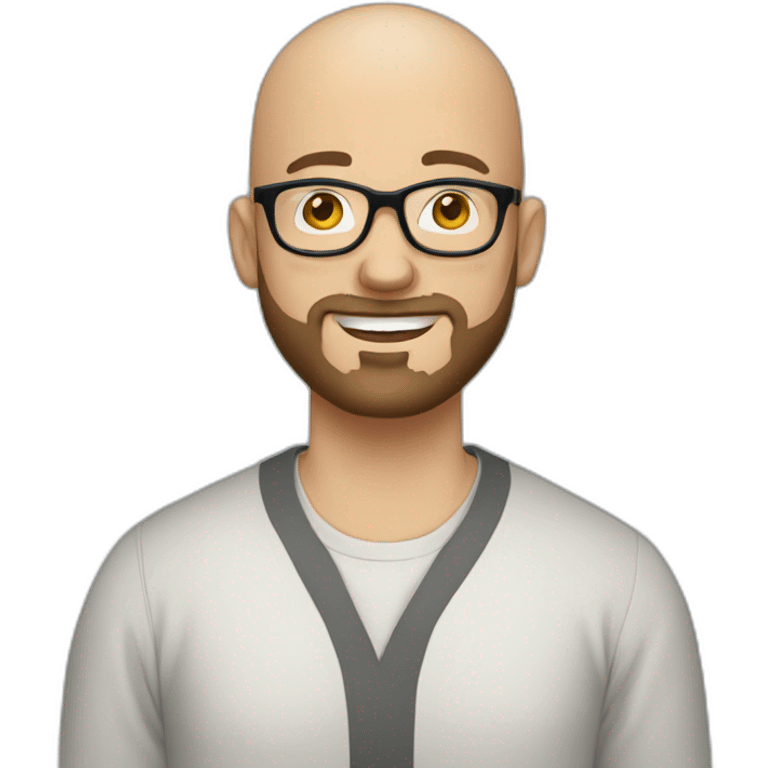 30 year old white bald man with a beard and round black glasses emoji