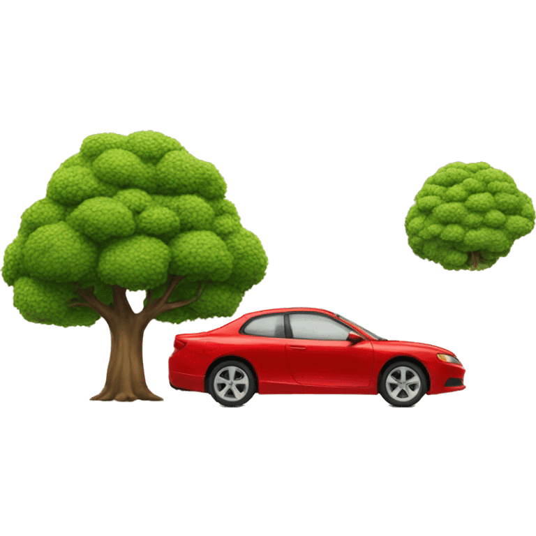 Red car with tree emoji