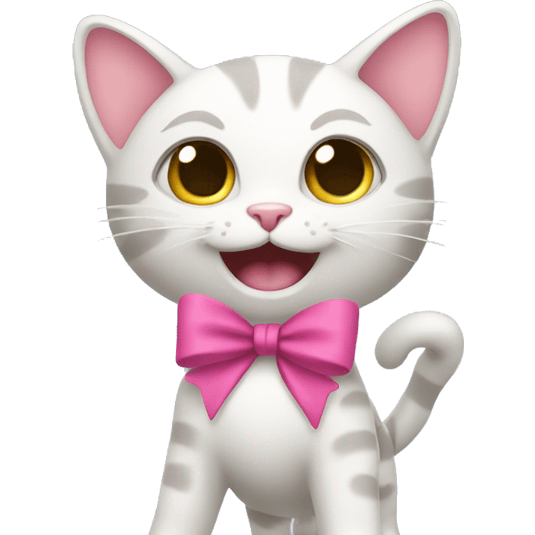 cat with a pink bow dancing emoji