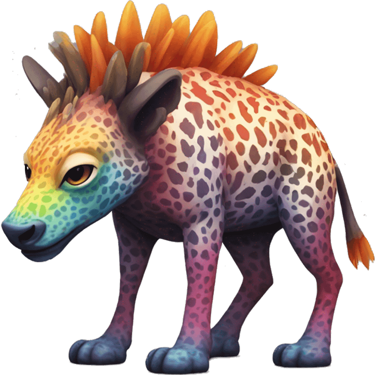 a colorful edgy vernid-fionbri-animal-creature with splash patterns full body emoji