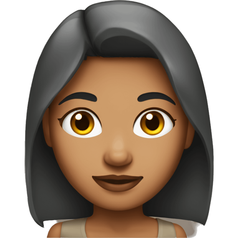 Tan skin girl with wolf cut emoji