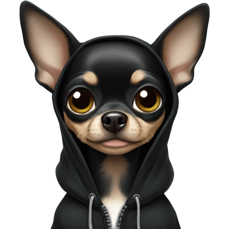 Black chihuahua in a black hoodie  emoji