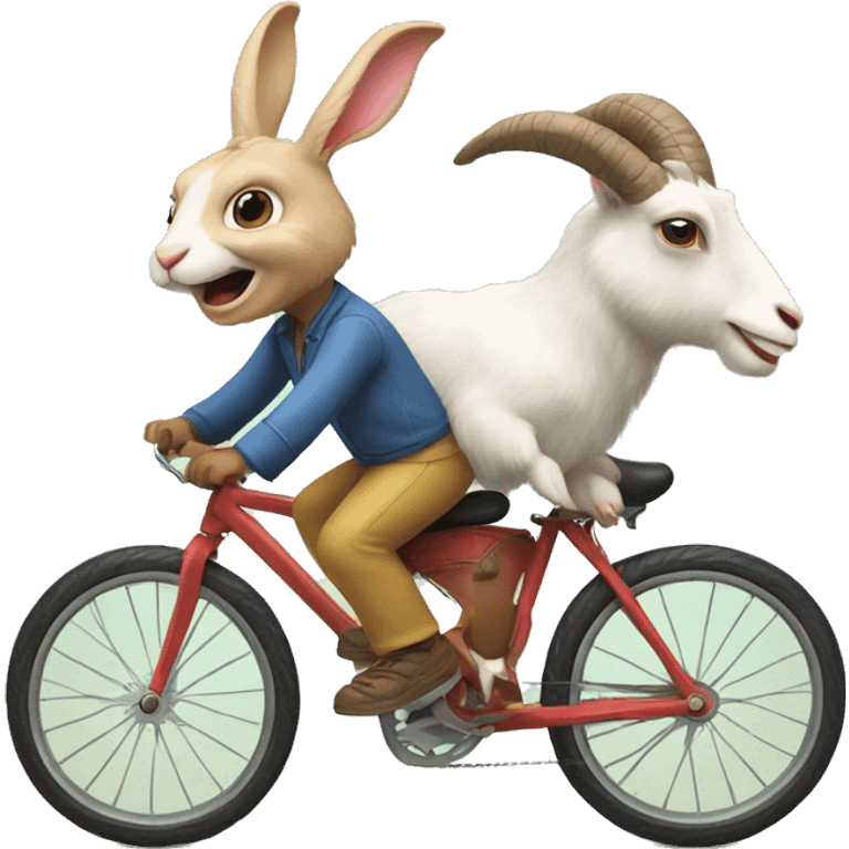 Bunny and goat riding a bike emoji