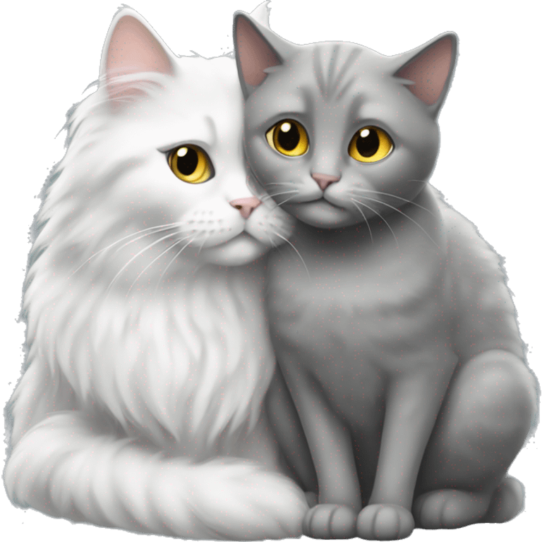 Grey fluffy cat and white woman cuddling emoji