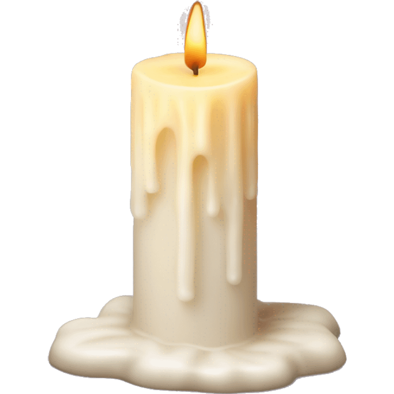  A softly glowing pillar candle with melted wax emoji