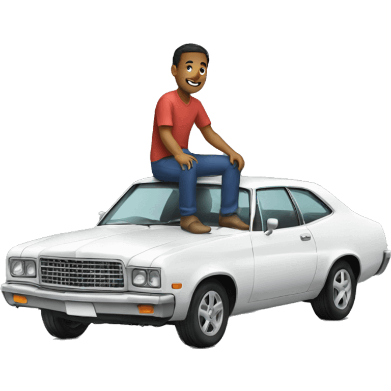 man sitting on top of car emoji