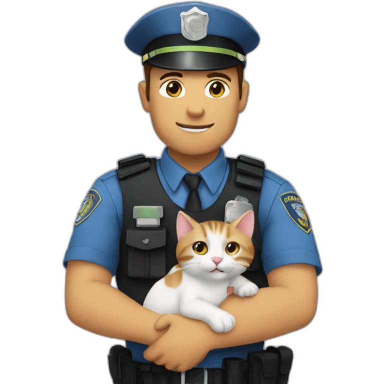 Special policeman holding a cat emoji