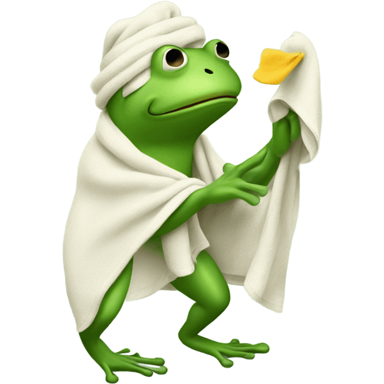 Frog picking up towel emoji