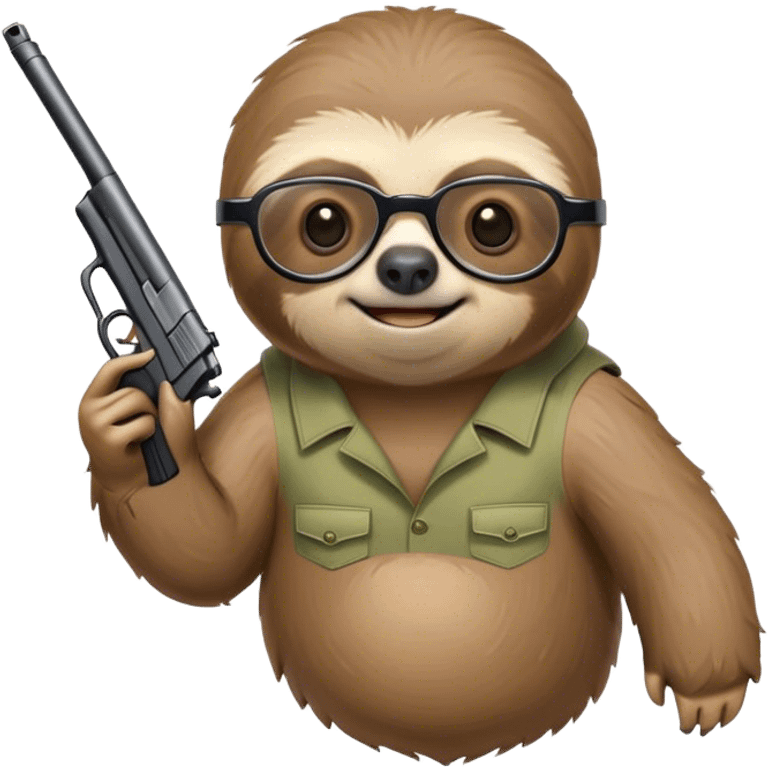 sloth with glasses shooting a gun emoji