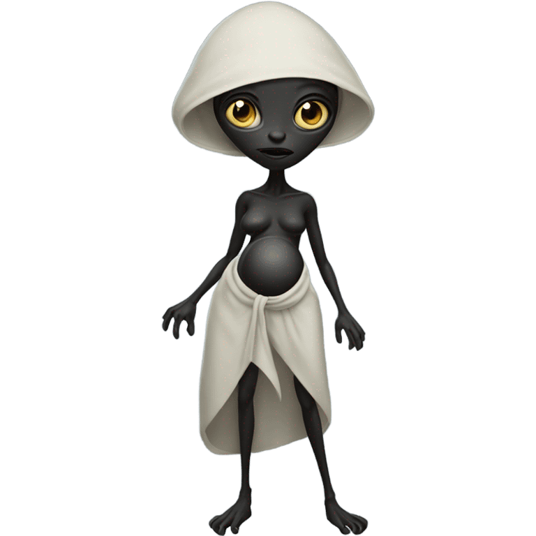 Pregnant black alien woman, full body emoji