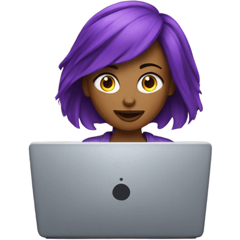 purple hair woman facing forward laptop emoji