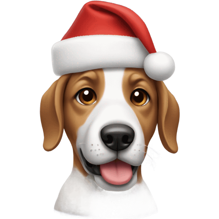 Dog wearing Christmas hat emoji