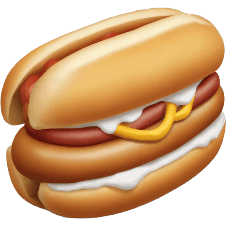 Hot dog with white icing in a bun emoji