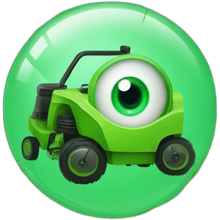 an eyeball with a green lawnmower reflection emoji