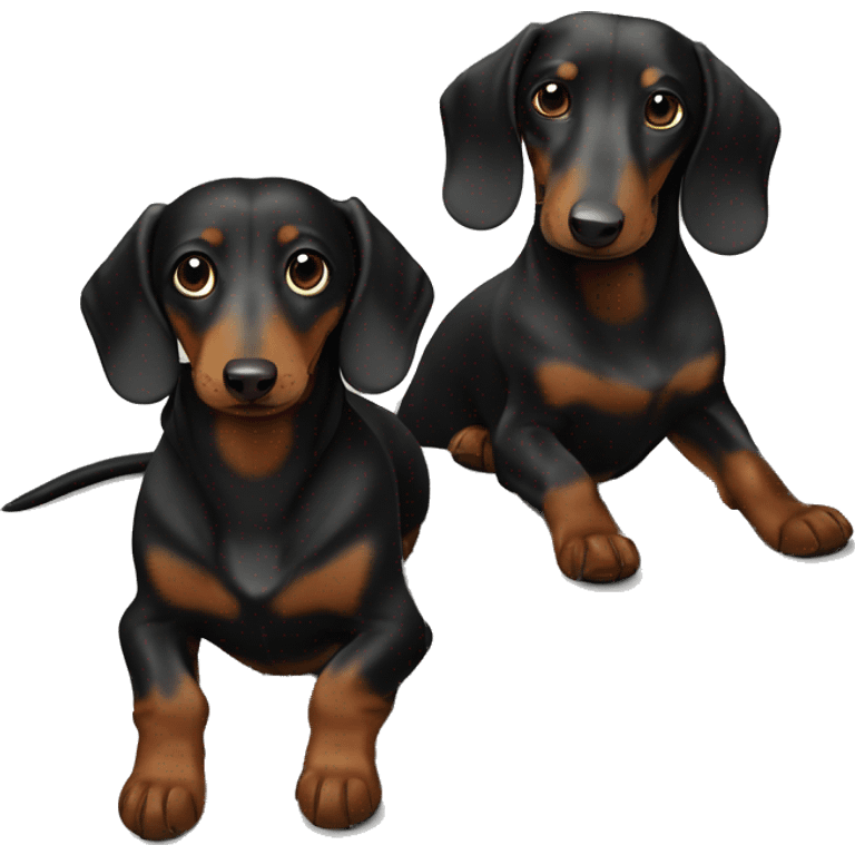 1 black daschund and 1 brown daschund friends emoji