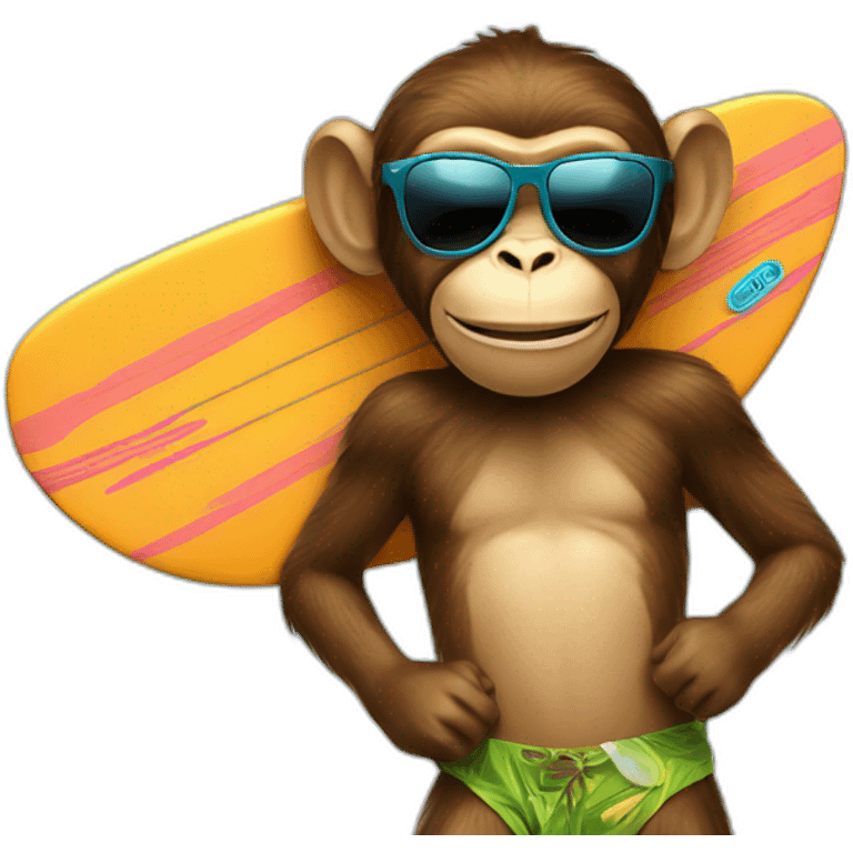 Cool Monkey sunglasses surfing Hawaii emoji