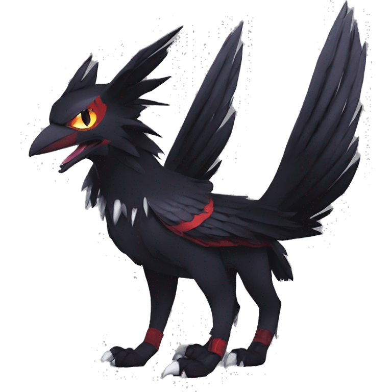 cool edgy black punk red nargacuga-raven-Noivern-cat-animal hybrid Fakemon collar full body emoji