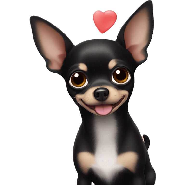 Black chihuahua and heart emoji