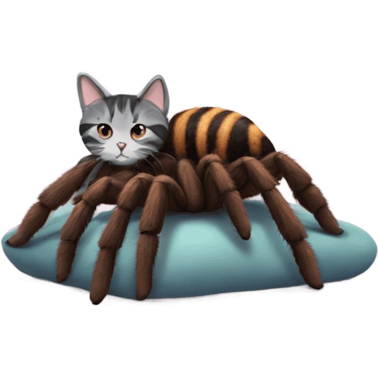 Tarantula snuggling with cat  emoji