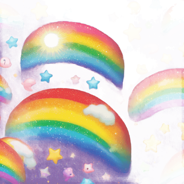 Lisa frank glitter rainbow and sun  emoji