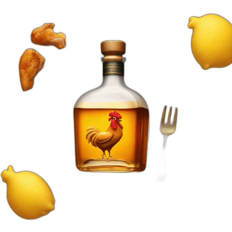 Whiskey bottle with chicken plate emoji