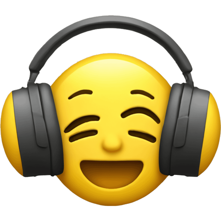 enjoing/happy with closed eyes face emoji (yellow) with headphones listening to music  emoji