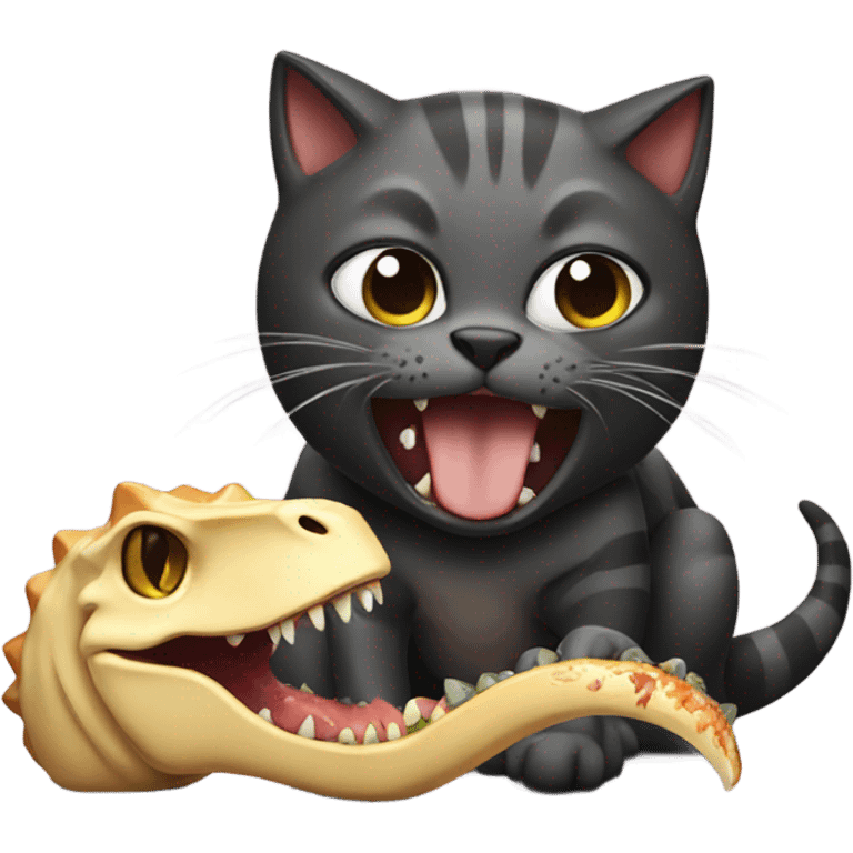 Cat eating a dinosaur emoji