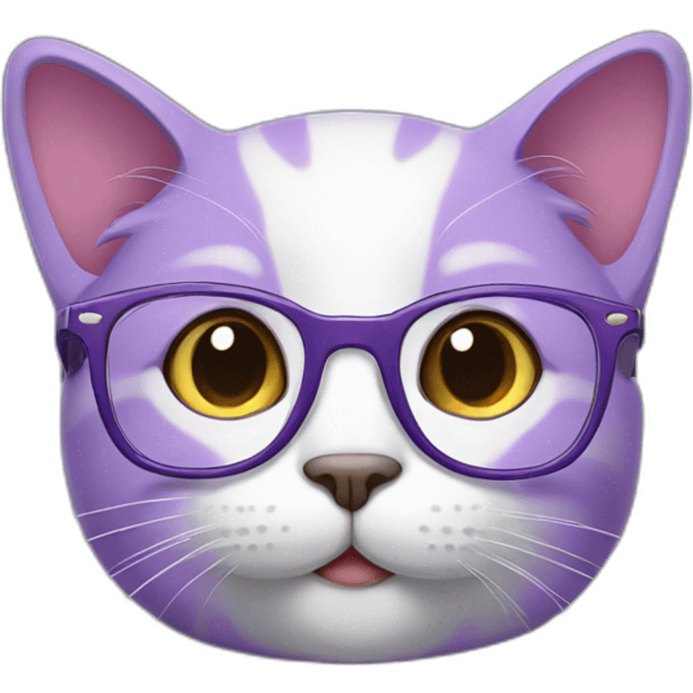 purple cartoon cat wearing glasses emoji