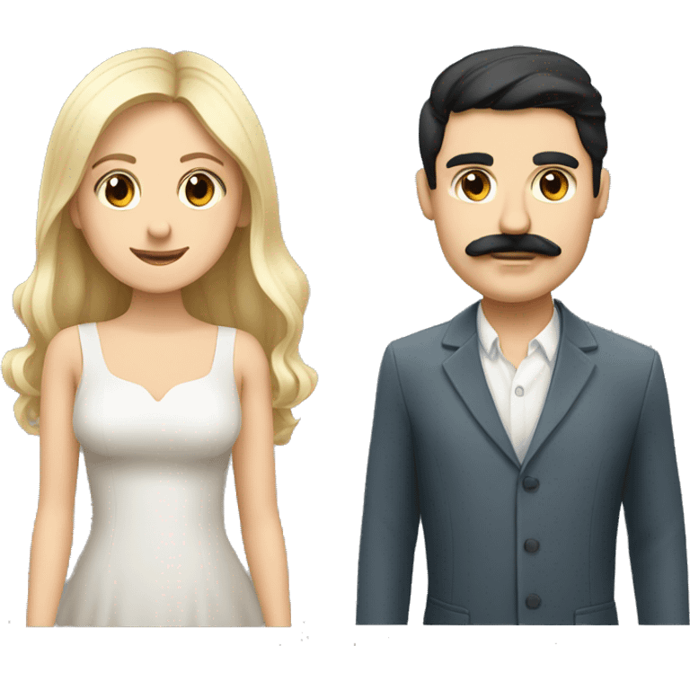 Hungarian couple a black hair  with mustache boyfriend and blonde girlfriend both have brown eyes emoji