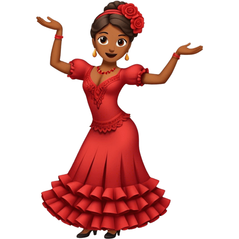 Cinematic Realistic Flamenco Pop Culture Emoji, featuring an expressive portrayal of traditional Spanish dance rendered with dynamic textures and passionate, vibrant lighting. emoji