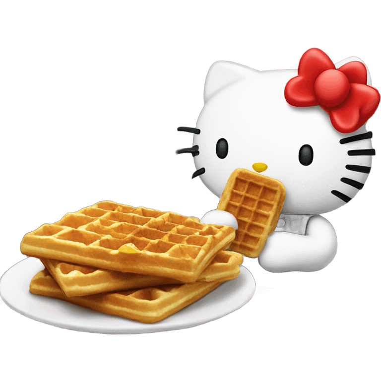 Hello kitty eating a waffle at a Christmas market in France emoji