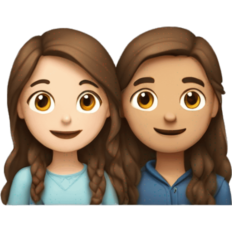 Girl with brown hair and boy with brown hair cuddling emoji