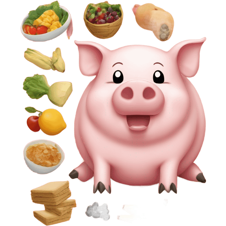 A pig eating a feast  emoji