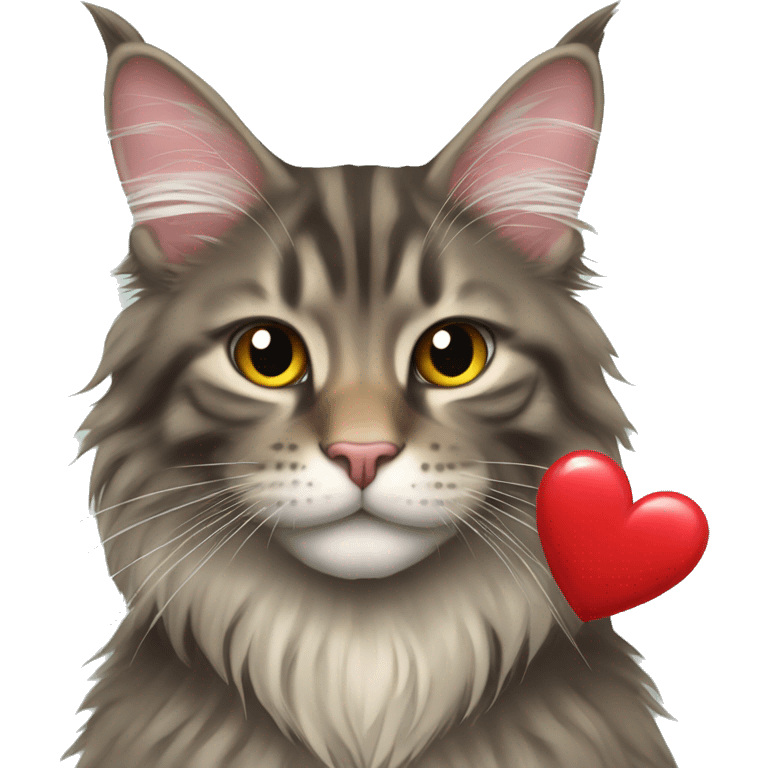 Maine coon holding a heart  emoji