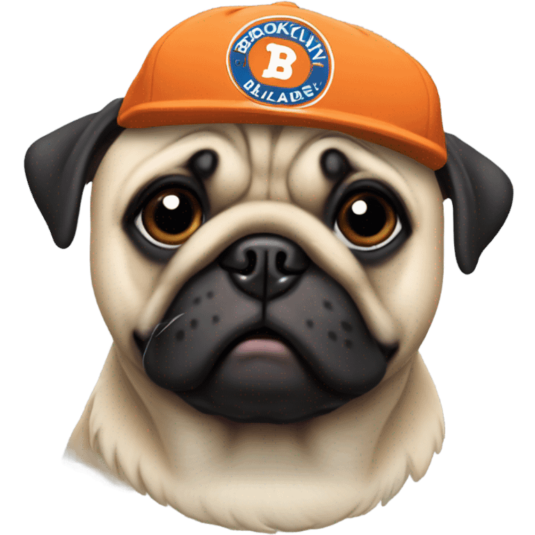 Pug with islanders hat saying Brooklyn  emoji