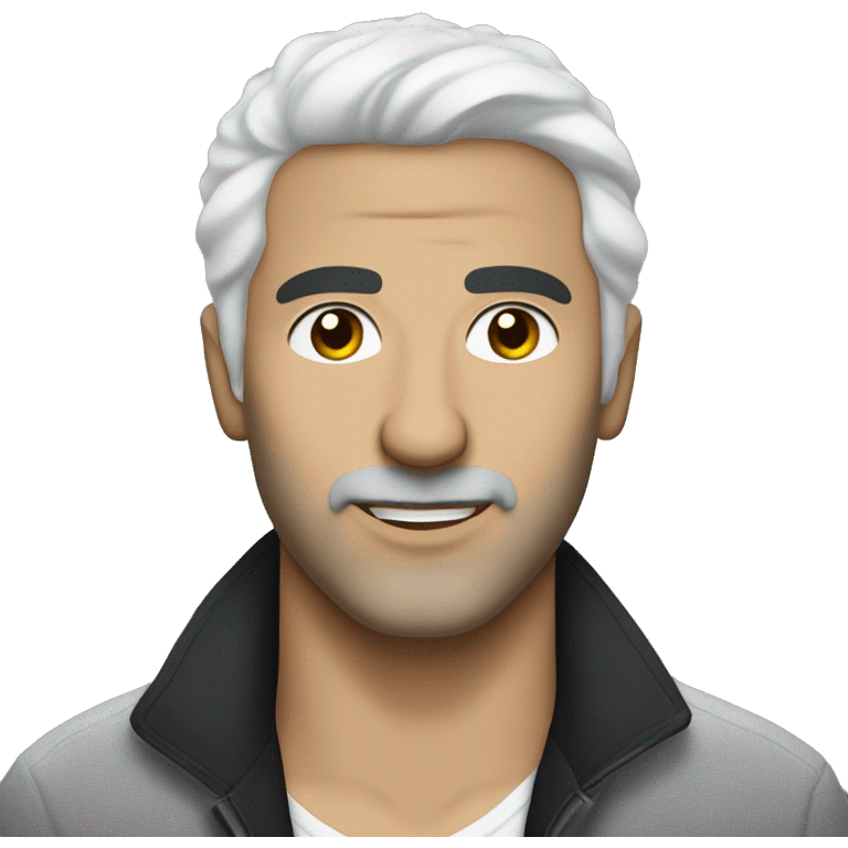 Create an emoji of singer Boaz Sharabi with some white hair and stubble instead of a beard emoji