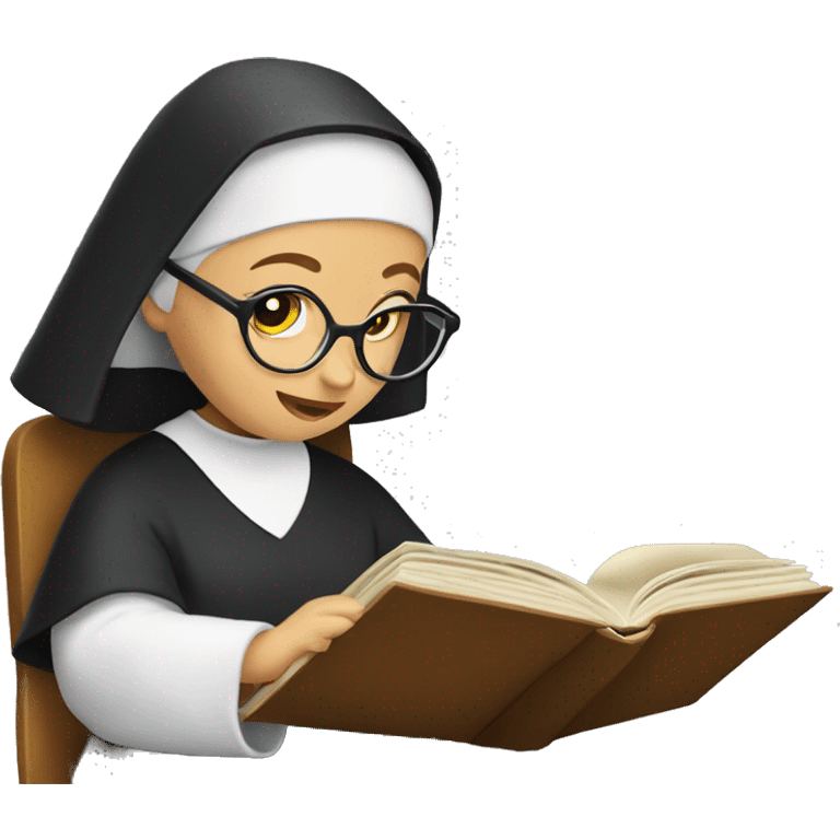 catholic nun reading book  emoji